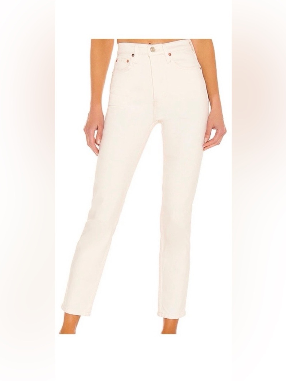 RE/DONE 90s High Rise Ankle Crop in "Vintage White"  Size 27